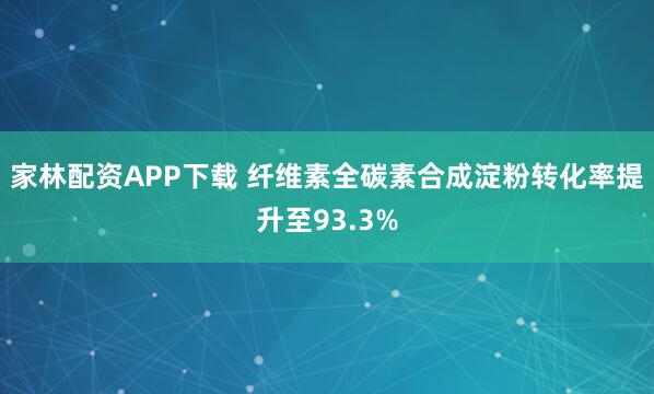 家林配资APP下载 纤维素全碳素合成淀粉转化率提升至93.3%