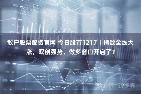 散户股票配资官网 今日股市1217丨指数全线大涨，双创强势，做多窗口开启了？