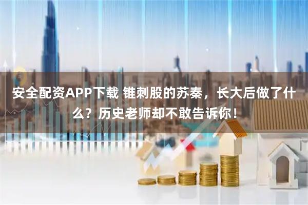 安全配资APP下载 锥刺股的苏秦，长大后做了什么？历史老师却不敢告诉你！